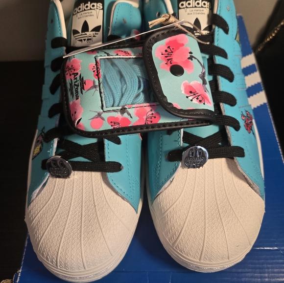 Adidas Superstar Arizona GZ2871 Turquoise Floral Shell Toe Sneakers Size 14 New - Picture 4 of 9